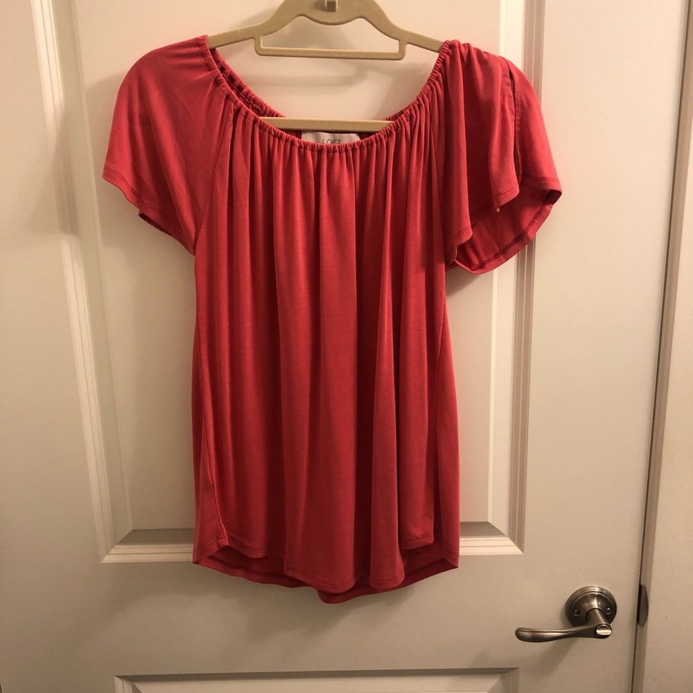 Ann Taylor Loft Shirred Split Sleeve Top